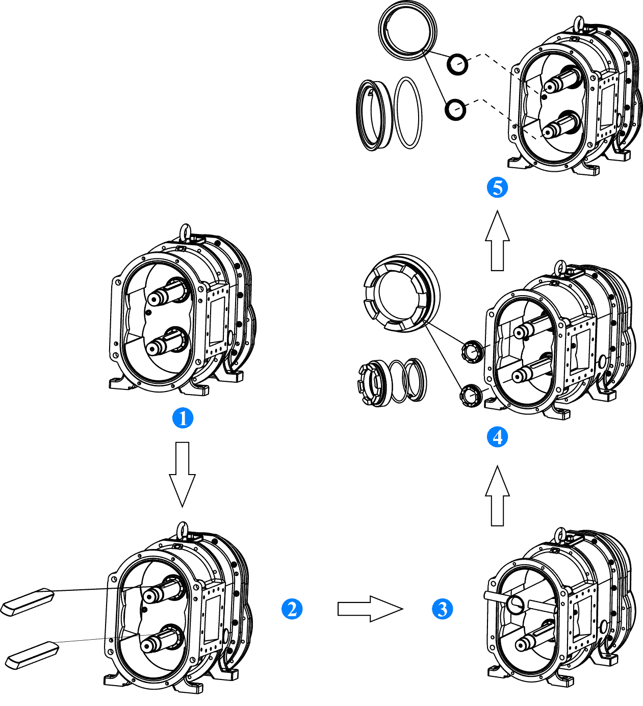 Remove the gear side seals