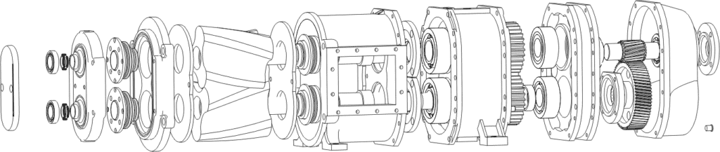 YANESS ROTARY LOBE PUMP EXPLOSIVE VIEW